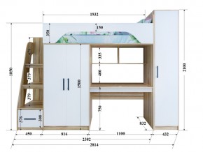 Кровать чердак Тея с пеналом винтерберг-лазурь в Магнитогорске - magnitogorsk.mebel74.com | фото 2