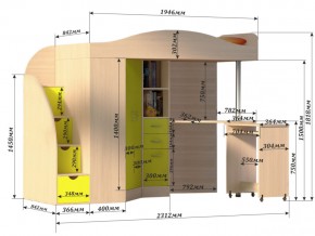 Кровать чердак Юниор 4 Бодега-лайм в Магнитогорске - magnitogorsk.mebel74.com | фото 3