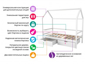 Кровать-домик Svogen с фото с ящиками и бортиком бежевый/зверята в Магнитогорске - magnitogorsk.mebel74.com | фото 2