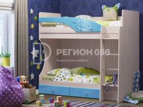 Кровать двухъярусная Бемби МДФ Голубой металлик в Магнитогорске - magnitogorsk.mebel74.com | фото