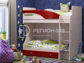 Кровать двухъярусная Бемби МДФ Красный металлик в Магнитогорске - magnitogorsk.mebel74.com | фото