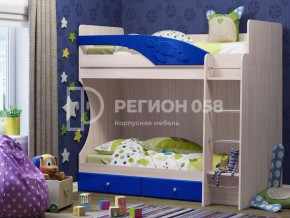 Кровать двухъярусная Бемби МДФ Темно-синий металлик в Магнитогорске - magnitogorsk.mebel74.com | фото