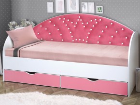 Кровать с продольной мягкой спинкой Корона №1 800х1900 мм розовая в Магнитогорске - magnitogorsk.mebel74.com | фото 1
