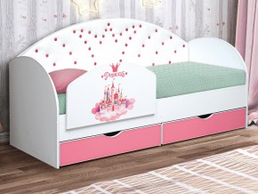 Кровать с продольной мягкой спинкой Корона №4 800х1600 мм розовая в Магнитогорске - magnitogorsk.mebel74.com | фото 2