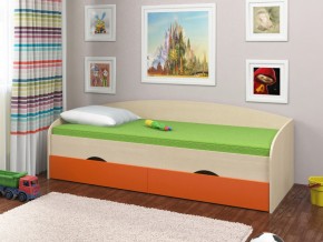 Кровать Соня 2 дуб молочный-оранжевый в Магнитогорске - magnitogorsk.mebel74.com | фото 1