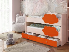 Кровать Соник с ящиком млечный дуб-оранж в Магнитогорске - magnitogorsk.mebel74.com | фото 1
