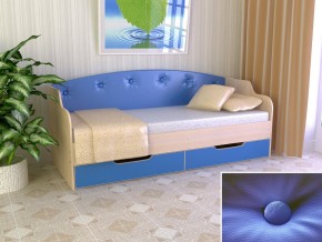 Кровать Юниор Тип 2 дуб молочный/синий 800х1600 в Магнитогорске - magnitogorsk.mebel74.com | фото